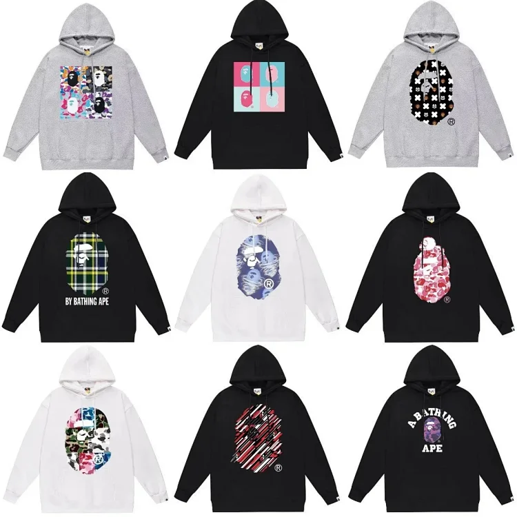  Bape printed cotton hooded pu