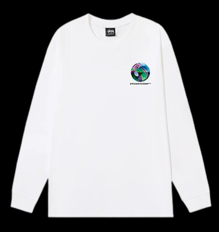 Stüssy round neck T-shirt black ball pattern sweatshirt -3