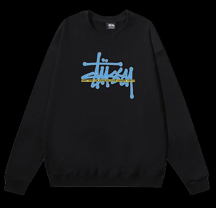 Stüssy round neck T-shirt black ball pattern sweatshirt -4