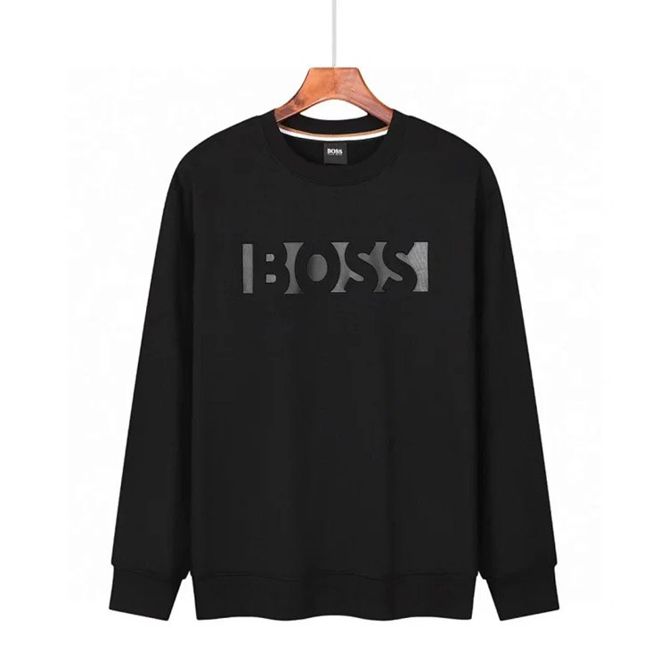 BOSS stretch cotton round neck embossed letter sweatshirt -3