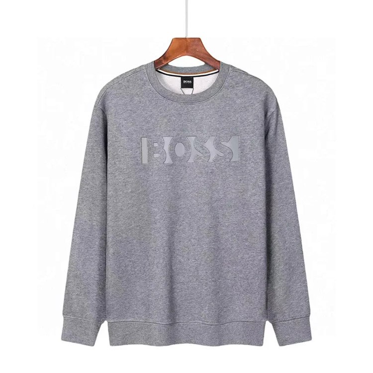 BOSS stretch cotton round neck embossed letter sweatshirt -2