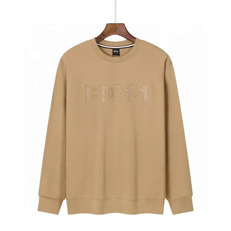 BOSS stretch cotton round neck embossed letter sweatshirt -4