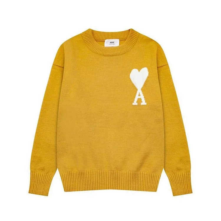  AMIPARIS Big Heart White Label Wool Crew Neck Sweater -2
