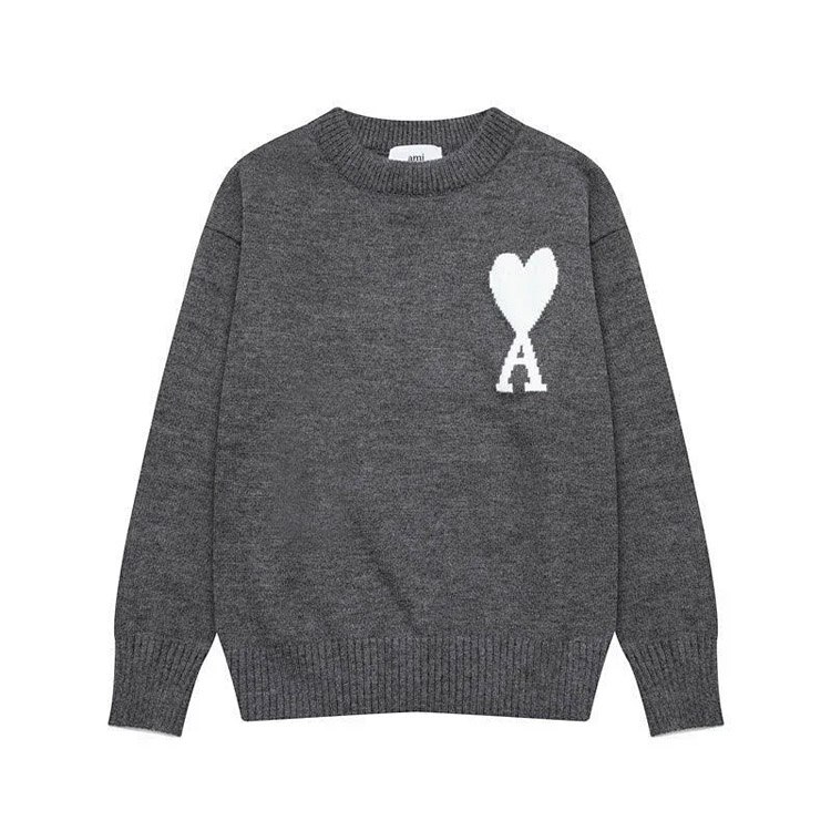  AMIPARIS Big Heart White Label Wool Crew Neck Sweater -3
