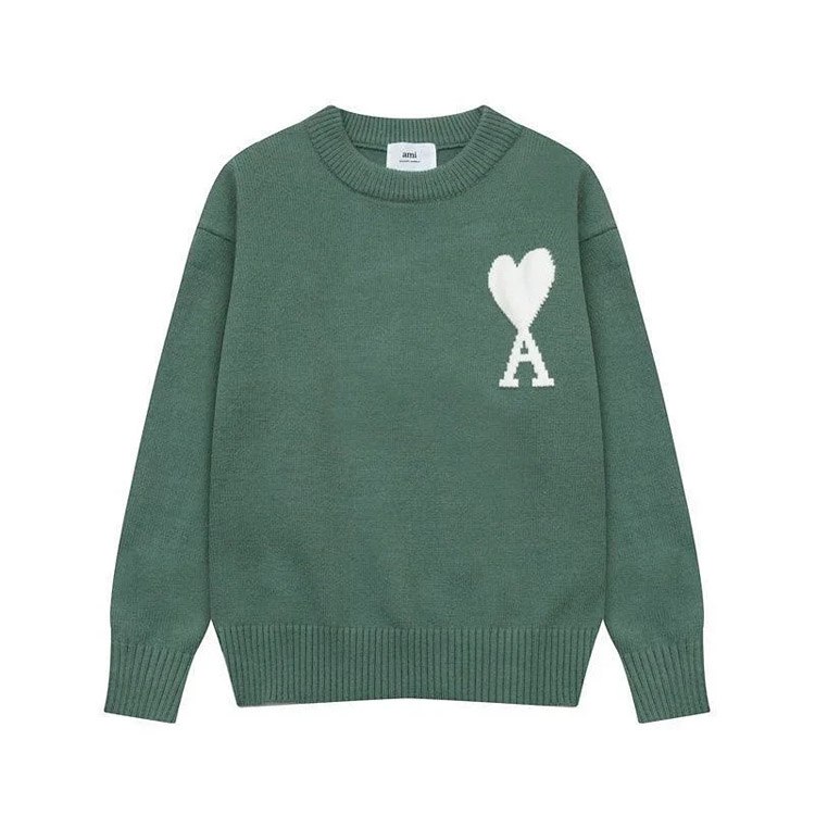  AMIPARIS Big Heart White Label Wool Crew Neck Sweater -4