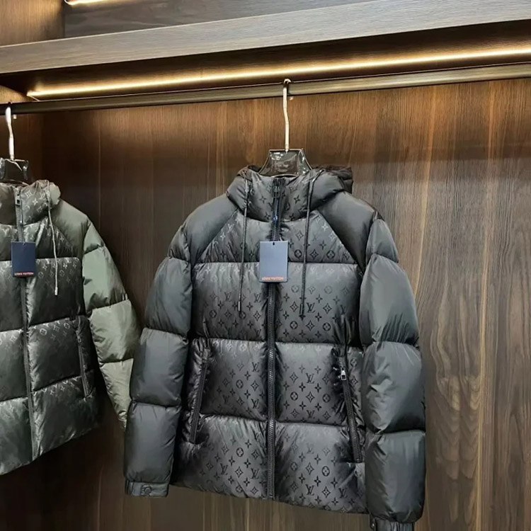 LOUIS VUITTON LV FW21 patchwork warm fluffy hooded down jacket winter -4