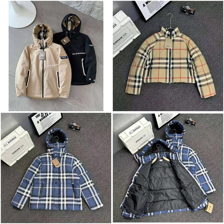 Burberry Jacket Detachable Hood Night Plaid Down Jacket -2