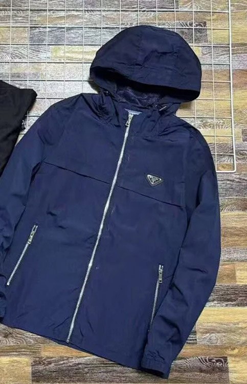 PRADA Prada Re-Nylon SS22 Logo solid color hooded waist jacket -2