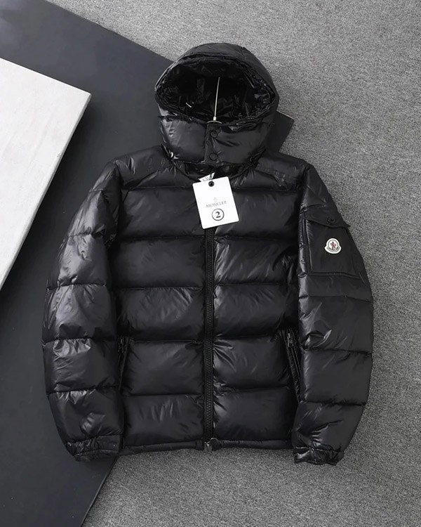 Moncler Michael letter print color block zipper long sleeve stand collar down jacket -4