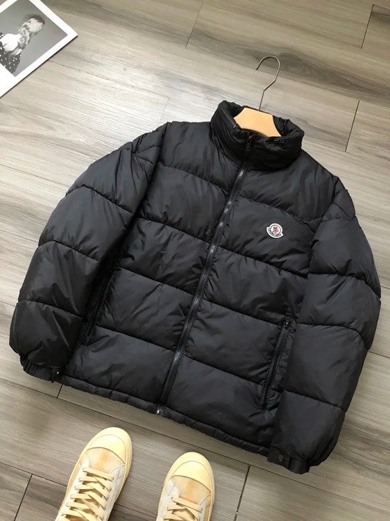 Moncler Michael letter print color block zipper long sleeve stand collar down jacket -2