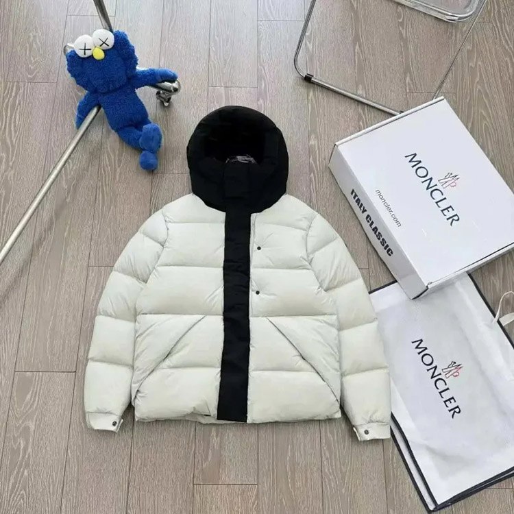 Moncler Michael letter print color block zipper long sleeve stand collar down jacket -3
