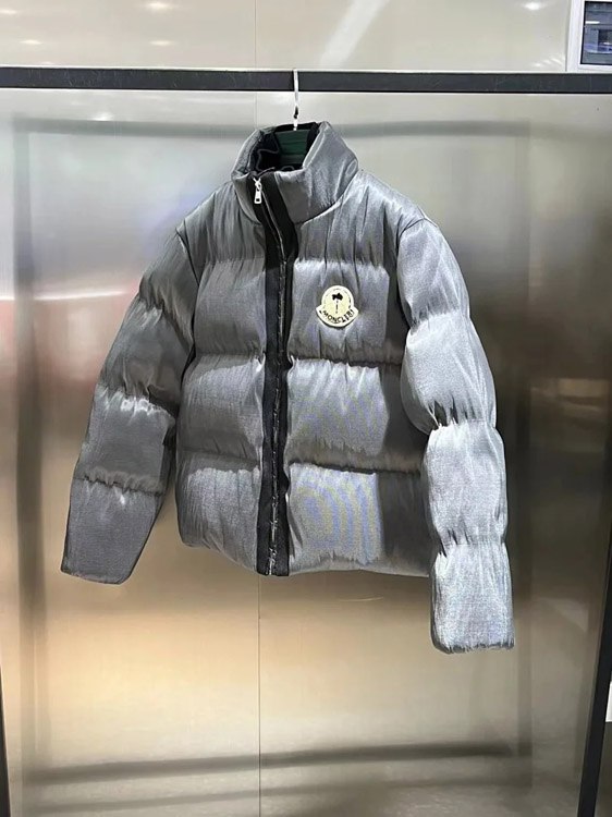 MONCLER GENIUS x Palm Angels joint model maya series solid color long-sleeved hoodless stand collar short down jacket -4