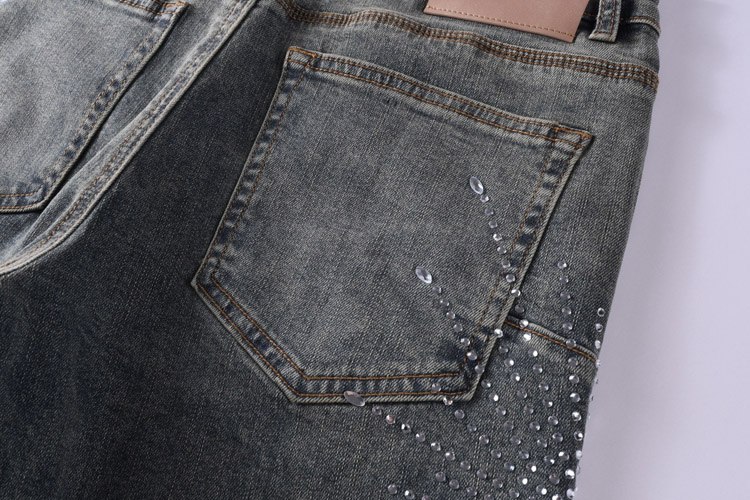 Purple Brand washed, ripped, distressed, rhinestone-embellished, stretch-effect slim-fit jeans -4