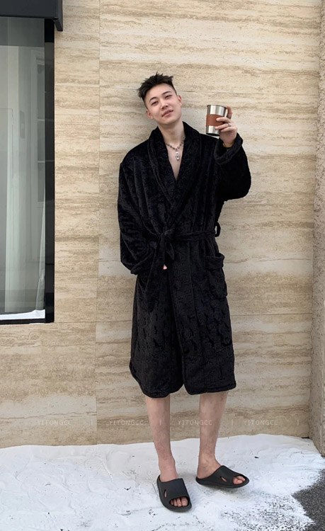  Dior Versace pure cotton absorbent terry cloth bathrobe -3